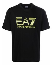 Мужская черная футболка с круглым вырезом с принтом от Ea7 Emporio Armani