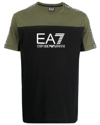 Мужская черная футболка с круглым вырезом с принтом от Ea7 Emporio Armani