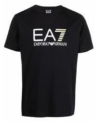 Мужская черная футболка с круглым вырезом с принтом от Ea7 Emporio Armani