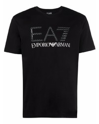 Мужская черная футболка с круглым вырезом с принтом от Ea7 Emporio Armani