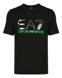 Мужская черная футболка с круглым вырезом с принтом от Ea7 Emporio Armani