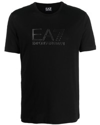 Мужская черная футболка с круглым вырезом с принтом от Ea7 Emporio Armani