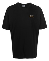 Мужская черная футболка с круглым вырезом с принтом от Ea7 Emporio Armani