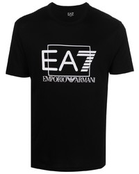 Мужская черная футболка с круглым вырезом с принтом от Ea7 Emporio Armani