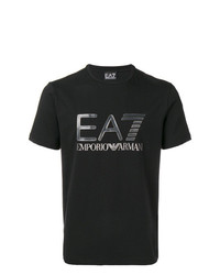 Мужская черная футболка с круглым вырезом с принтом от Ea7 Emporio Armani