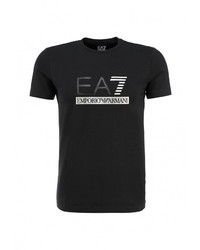Мужская черная футболка с круглым вырезом с принтом от EA7