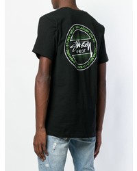 Мужская черная футболка с круглым вырезом с принтом от Stussy