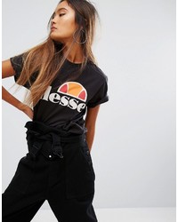 Женская черная футболка с круглым вырезом с принтом от Ellesse