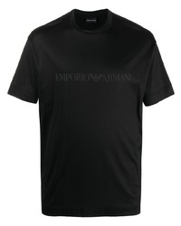 Мужская черная футболка с круглым вырезом с принтом от Emporio Armani