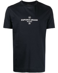 Мужская черная футболка с круглым вырезом с принтом от Emporio Armani