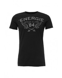 Мужская черная футболка с круглым вырезом с принтом от Energie