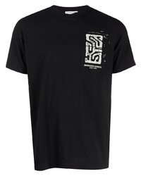 Мужская черная футболка с круглым вырезом с принтом от Engineered Garments