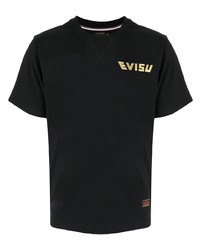 Мужская черная футболка с круглым вырезом с принтом от Evisu