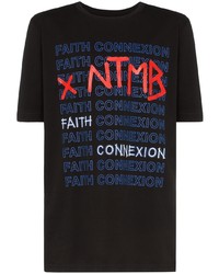 Мужская черная футболка с круглым вырезом с принтом от Faith Connexion