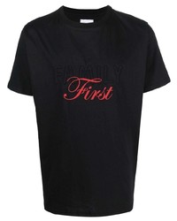 Мужская черная футболка с круглым вырезом с принтом от Family First