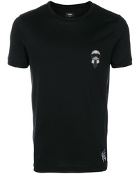 Мужская черная футболка с круглым вырезом с принтом от Fendi