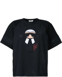 Женская черная футболка с круглым вырезом с принтом от Fendi
