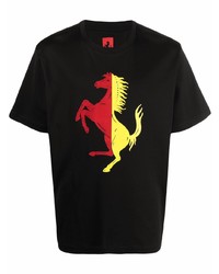 Мужская черная футболка с круглым вырезом с принтом от Ferrari