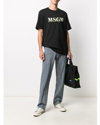 Мужская черная футболка с круглым вырезом с принтом от MSGM