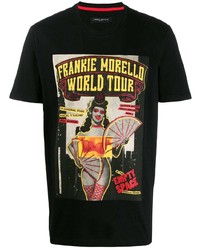 Мужская черная футболка с круглым вырезом с принтом от Frankie Morello