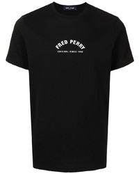 Мужская черная футболка с круглым вырезом с принтом от Fred Perry