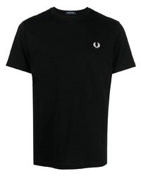 Мужская черная футболка с круглым вырезом с принтом от Fred Perry