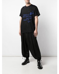 Мужская черная футболка с круглым вырезом с принтом от Yohji Yamamoto