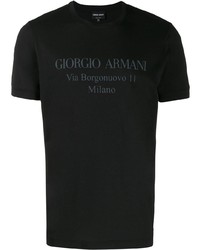 Мужская черная футболка с круглым вырезом с принтом от Giorgio Armani
