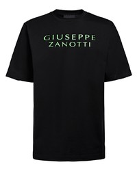 Мужская черная футболка с круглым вырезом с принтом от Giuseppe Zanotti