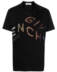 Мужская черная футболка с круглым вырезом с принтом от Givenchy