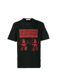 Мужская черная футболка с круглым вырезом с принтом от Golden Goose Deluxe Brand