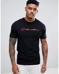 Мужская черная футболка с круглым вырезом с принтом от Good For Nothing