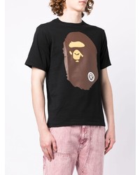 Мужская черная футболка с круглым вырезом с принтом от BAPE BLACK *A BATHING APE®