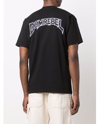 Мужская черная футболка с круглым вырезом с принтом от DOMREBEL
