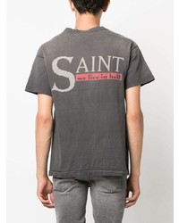 Мужская черная футболка с круглым вырезом с принтом от SAINT MXXXXXX