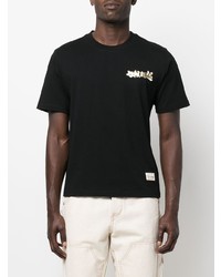 Мужская черная футболка с круглым вырезом с принтом от Evisu