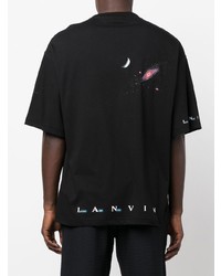 Мужская черная футболка с круглым вырезом с принтом от Lanvin