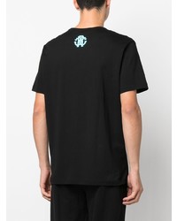 Мужская черная футболка с круглым вырезом с принтом от Roberto Cavalli