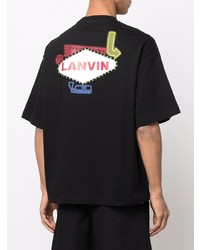 Мужская черная футболка с круглым вырезом с принтом от Lanvin