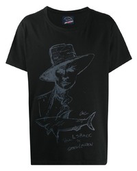 Мужская черная футболка с круглым вырезом с принтом от Greg Lauren