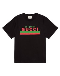 Мужская черная футболка с круглым вырезом с принтом от Gucci