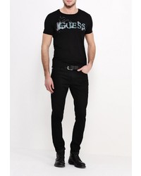 Мужская черная футболка с круглым вырезом с принтом от Guess Jeans