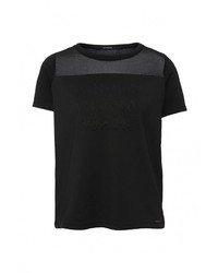 Женская черная футболка с круглым вырезом с принтом от Guess Jeans