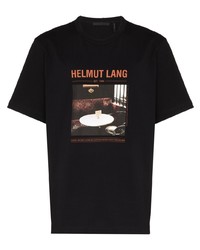 Мужская черная футболка с круглым вырезом с принтом от Helmut Lang