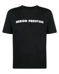 Мужская черная футболка с круглым вырезом с принтом от Heron Preston