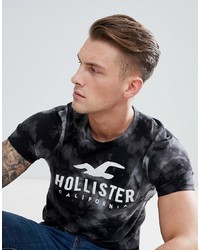 Мужская черная футболка с круглым вырезом с принтом от Hollister