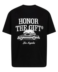 Мужская черная футболка с круглым вырезом с принтом от HONOR THE GIFT