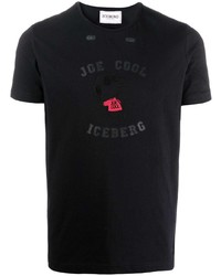 Мужская черная футболка с круглым вырезом с принтом от Iceberg