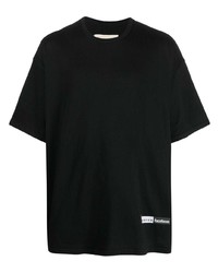 Мужская черная футболка с круглым вырезом с принтом от Incotex