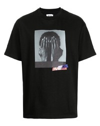 Мужская черная футболка с круглым вырезом с принтом от Izzue
